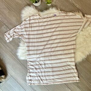 GARNET HILL | Striped Knit lightweight Sheer Dress + Under Slip Dress (L)